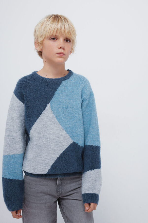 Springfield Kids Jersey figuras geometricas para niño azul