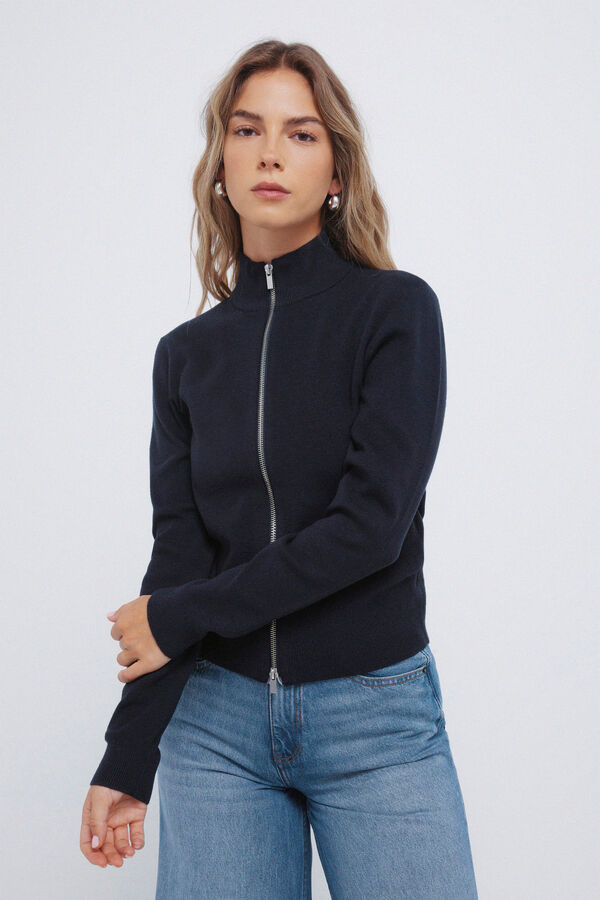 Springfield Cardigan com fecho-&eacute;clair azul