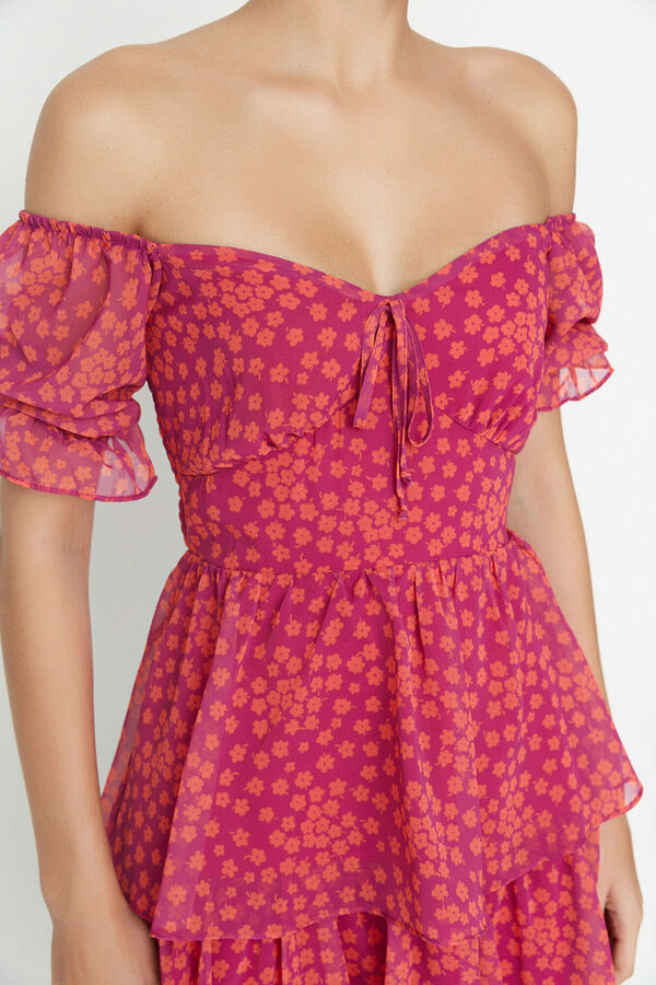 Trendyol Vestido mini com decote rosa