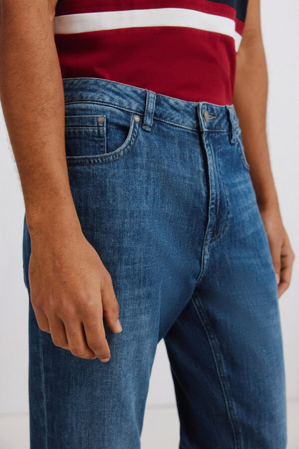 Springfield Jeans ultraleve lavagem escura slim fit azul