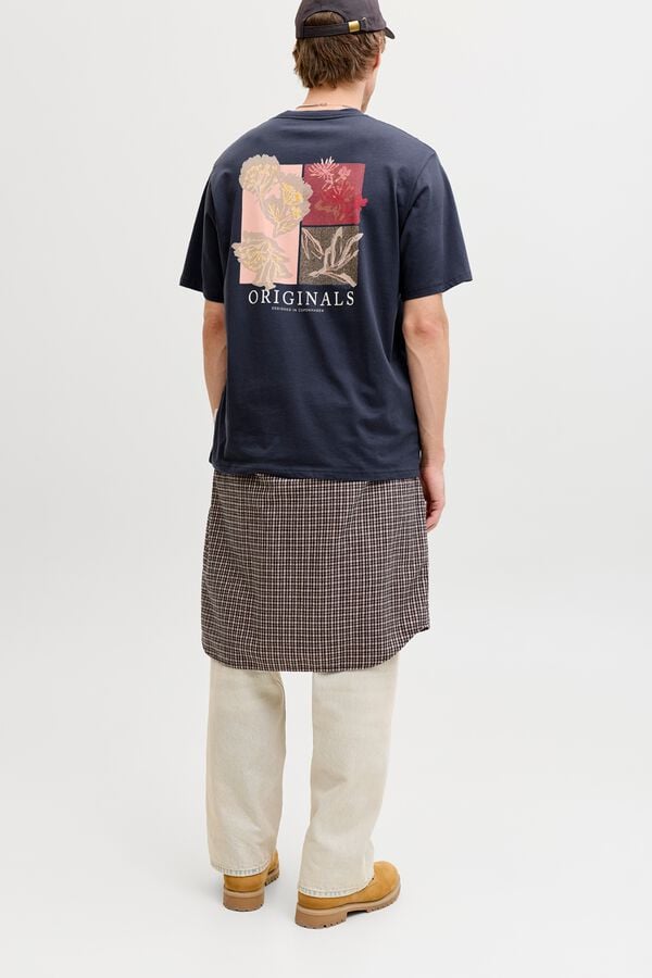 Jack & Jones T-shirt regular com estampado nas costas cinzento