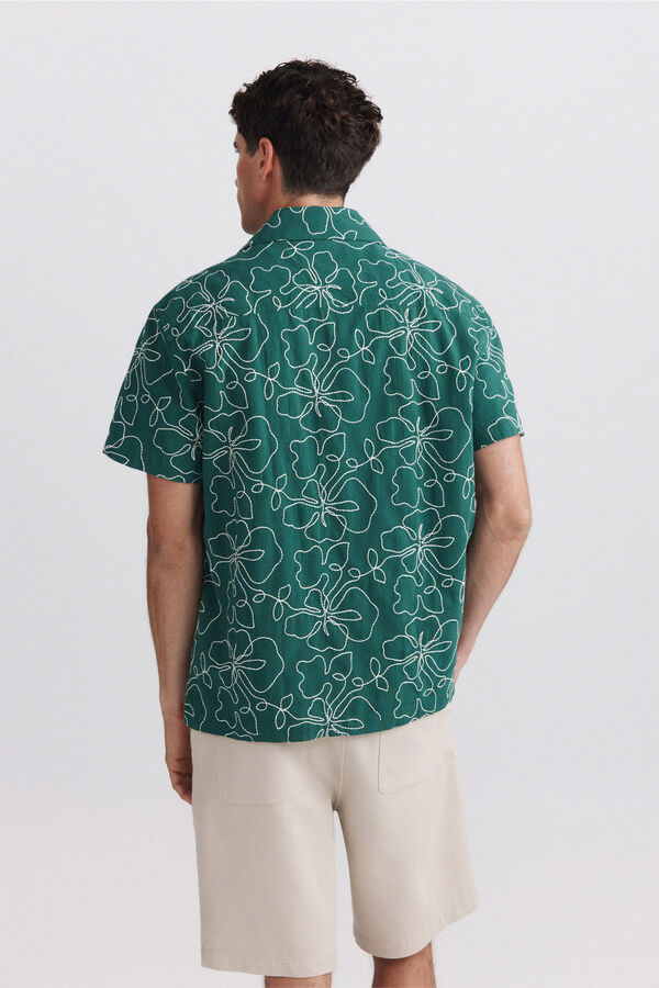 Springfield Camisa bowling de manga curta bordada verde