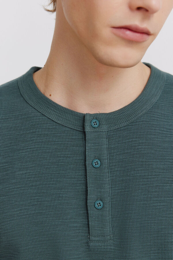 Springfield T-shirt manga comprida com carcela aos quadrados azul