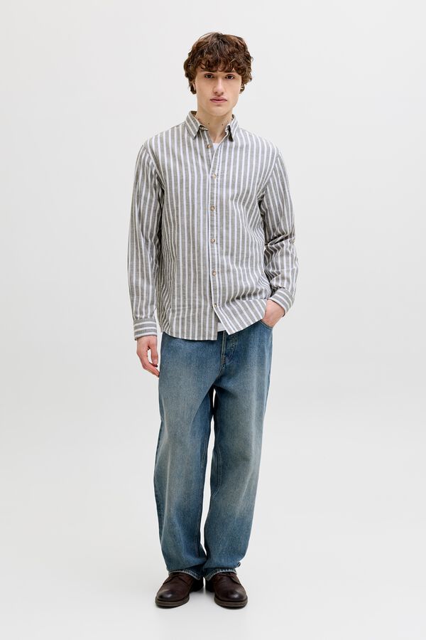 Jack & Jones Camisa regular fit em linho cinzento