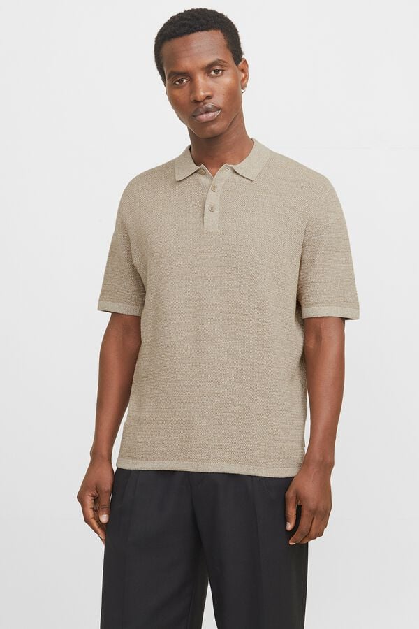 Jack & Jones Polo regular fit em malha cinzento