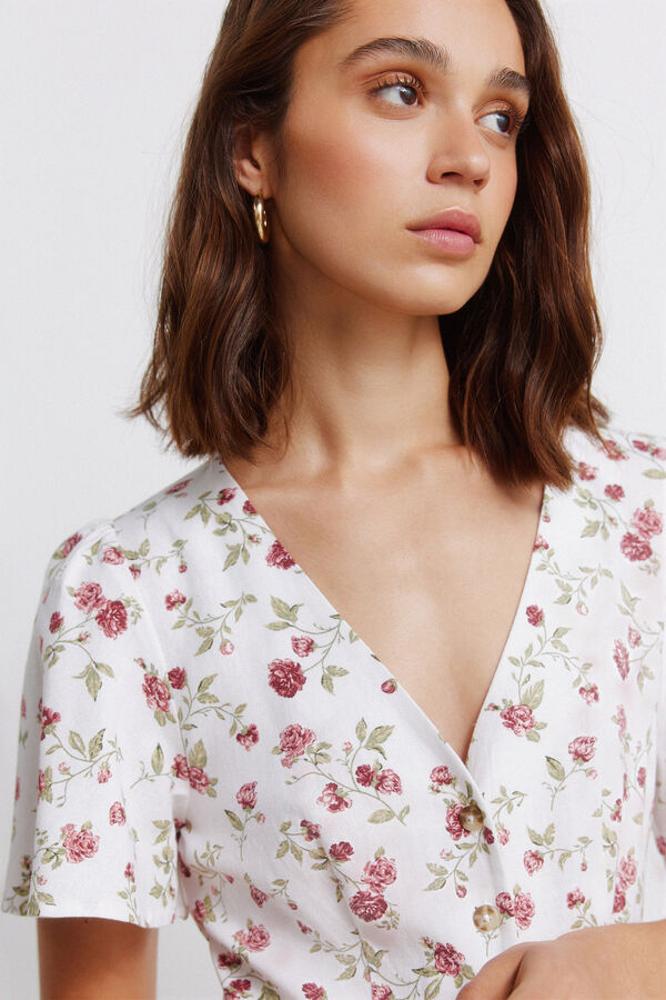 Springfield Vestido midi estampado floral branco