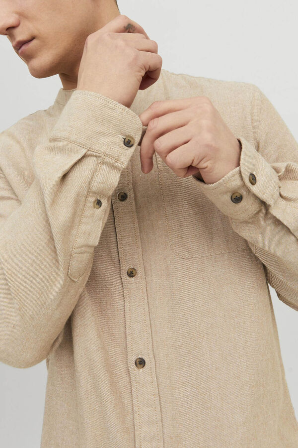 Jack & Jones Camisa confort fit cuello mao beige