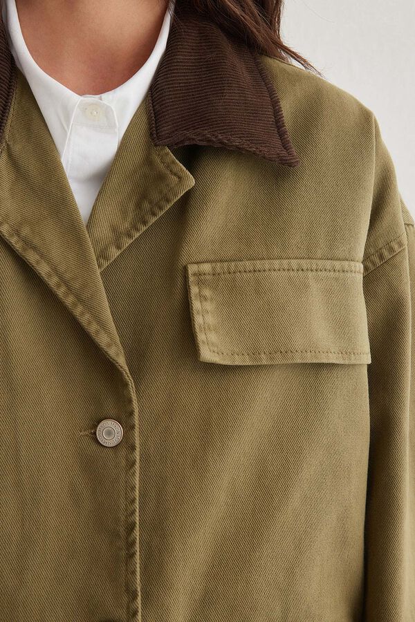 Trendyol Casaco oversize gola de bombazina Caqui escuro