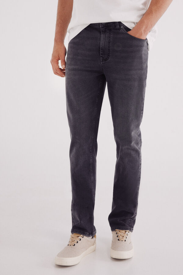 Springfield Calça jeans slim cinza escuro cinzento