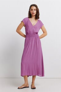 Springfield Vestido midi liso com el&aacute;stico na cintura