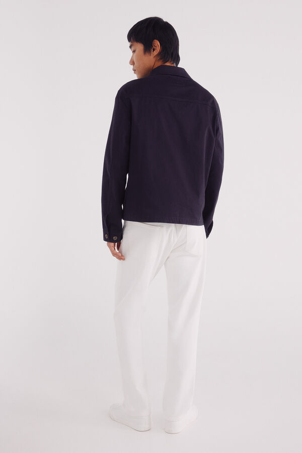 Springfield Calça jeans branca reta bege