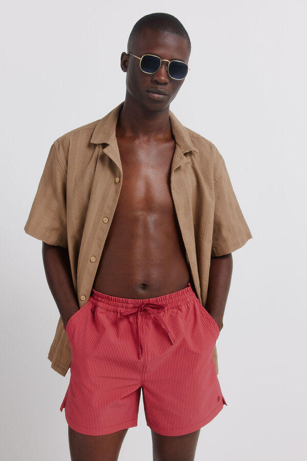 Springfield Fato de banho seersucker &agrave;s riscas vermelho