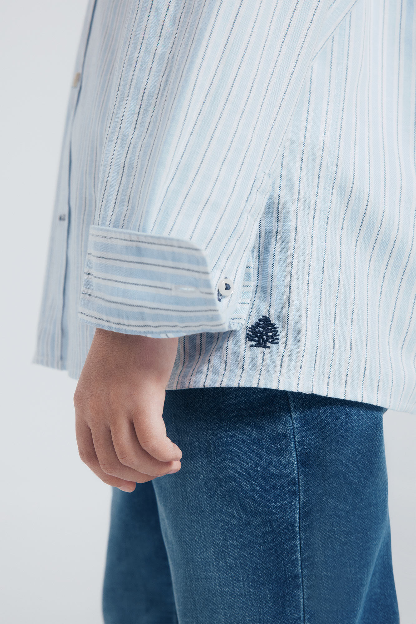 Springfield Kids Camisa azul listrada fina para menino