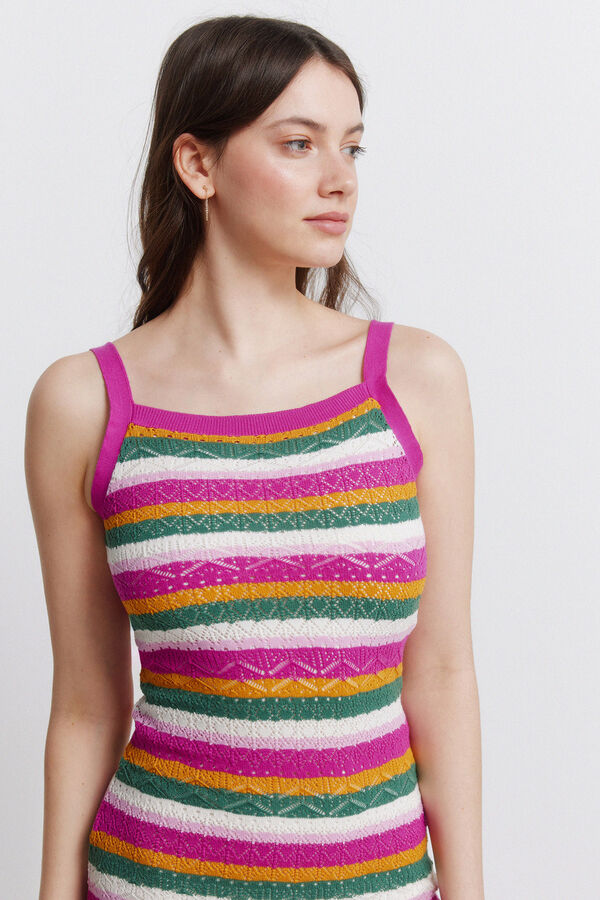Springfield Vestido midi em malha multicolor rosa