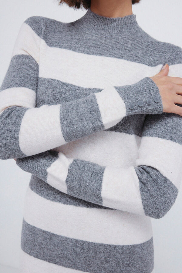 Springfield Vestido midi de malha riscas Kodak cinzento