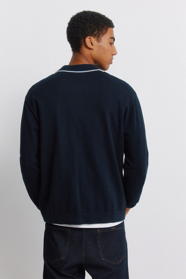 Springfield Casaco de malha com bot&otilde;es e risca vertical azul