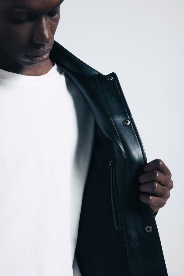 Springfield Blusão efeito pele preto