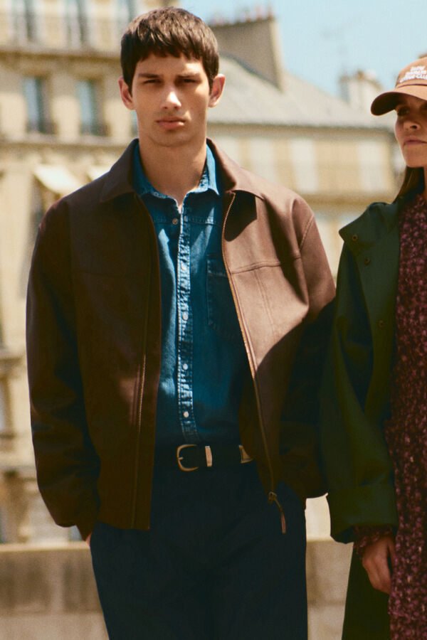 Springfield Blusão efeito pele cru