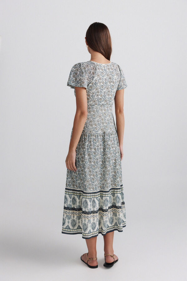 Springfield Vestido estampado de bolinhas branco