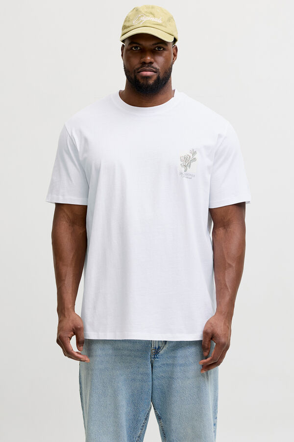 Jack & Jones PLUS T-shirt de algod&atilde;o estampada branco