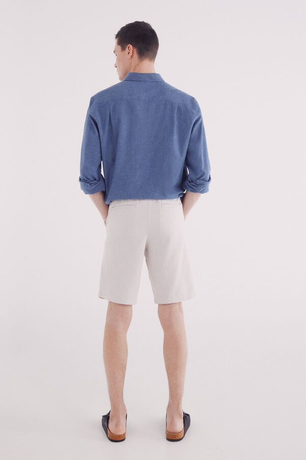 Springfield Bermuda slim fit em linho bege