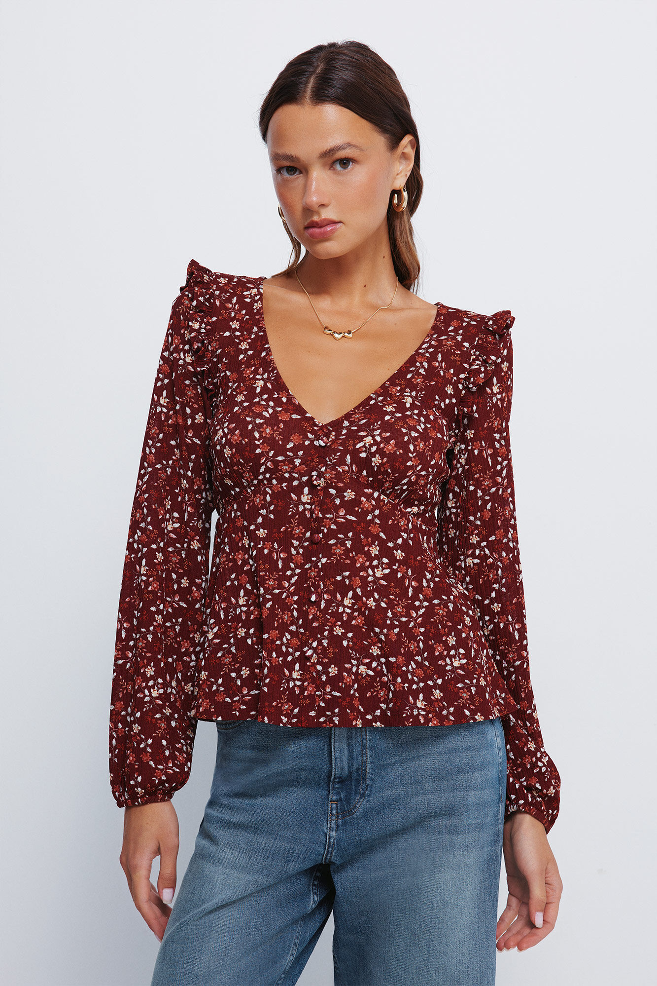 Springfield Blusa estampado com bot&otilde;es 