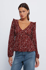 Springfield Blusa estampado com botões  vermelho