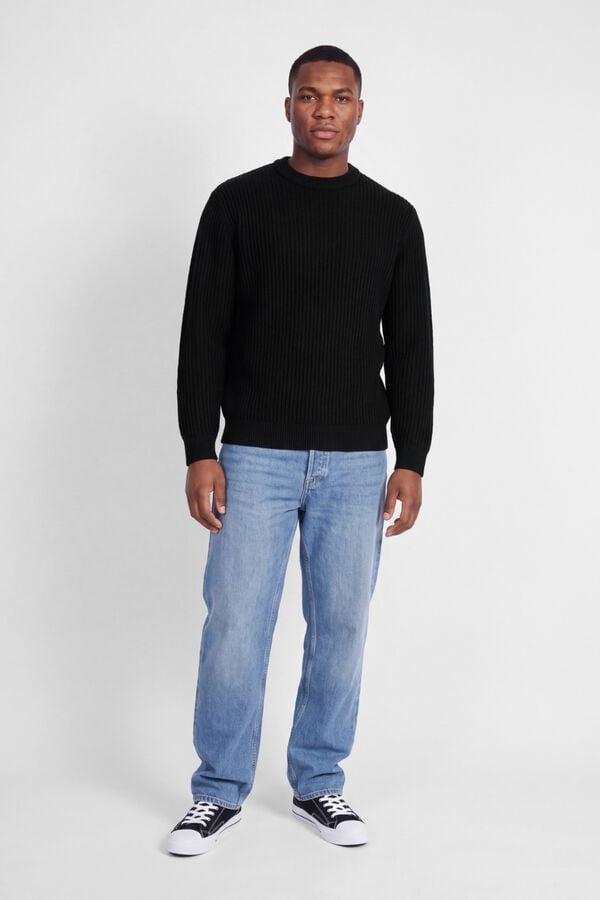 Jack & Jones PLUS Camisola relaxed gola redonda preto