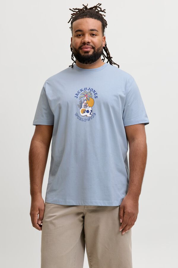 Jack & Jones PLUS T-shirt de manga curta estampada azul