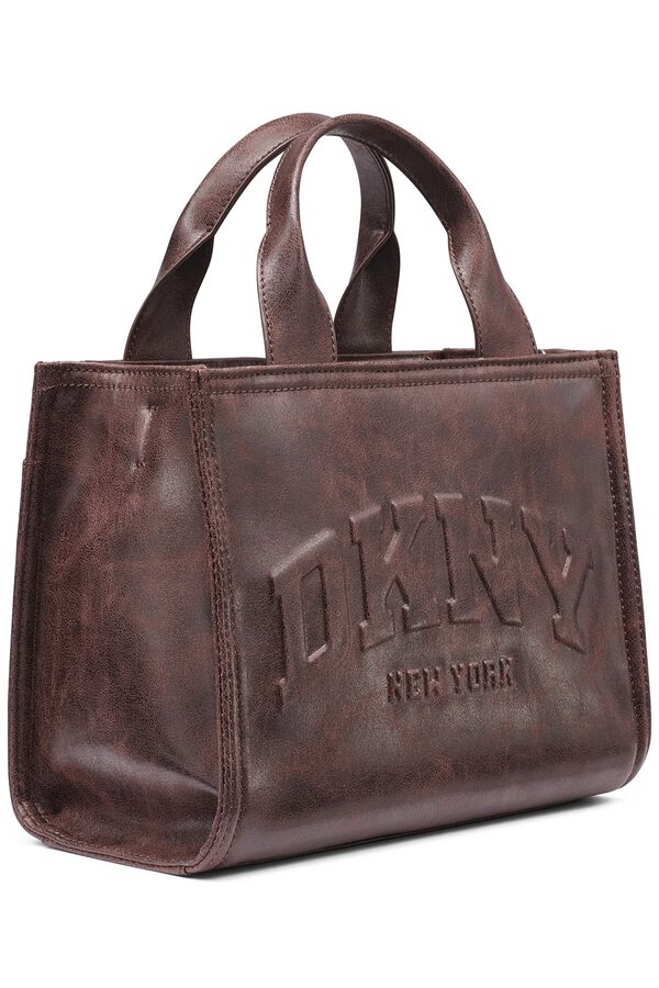 DKNY Mala pequena com al&ccedil;a e al&ccedil;a de ombro castanho