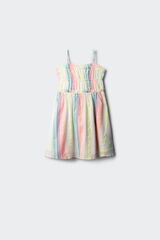 Springfield Kids Vestido de riscas fl&uacute;or para menina rosa