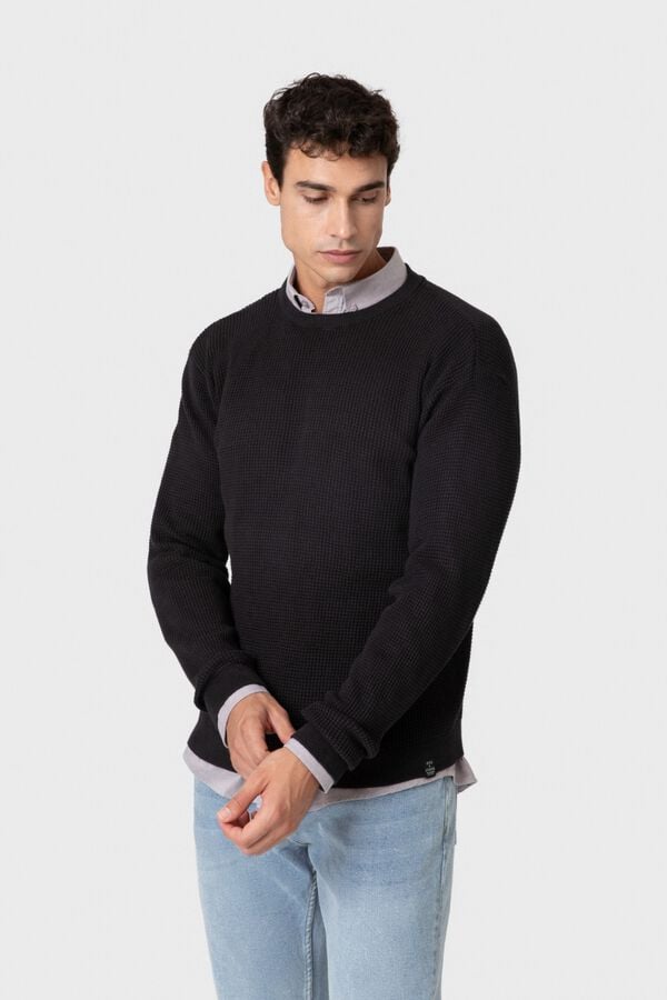 Celopman Round neck basic jumper black