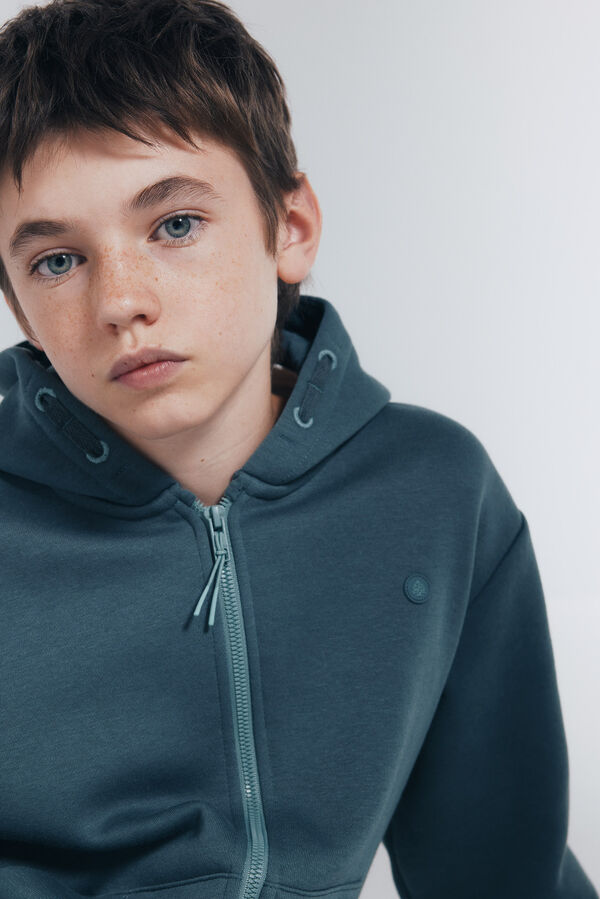 Springfield Kids Sweatshirt com capuz aberto para menino azul