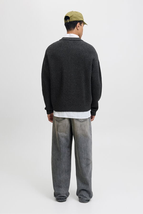 Jack & Jones Casaco de malha cinzento