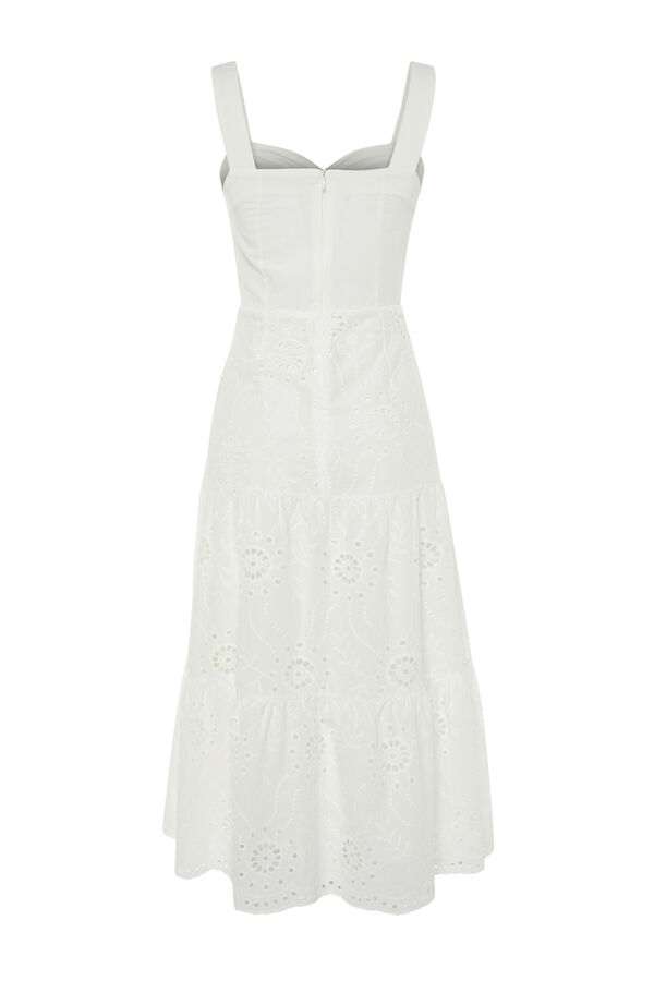 Trendyol Vestido midi bordados branco