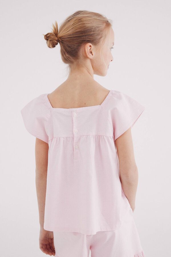 Springfield Kids Blusa às riscas oxford de menina rosa
