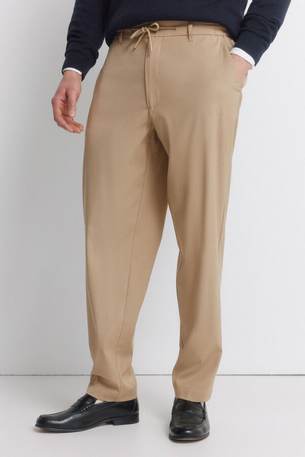 Springfield Cal&ccedil;as retas relaxed fit bege