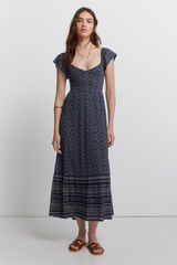 Springfield Vestido estampado volantes azul