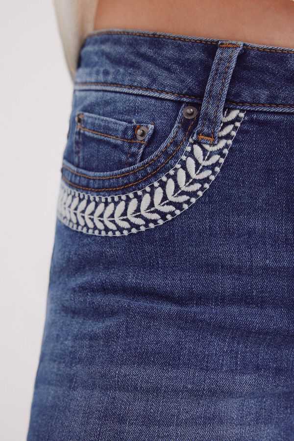 Springfield Shorts jeans com bolsos bordados azul