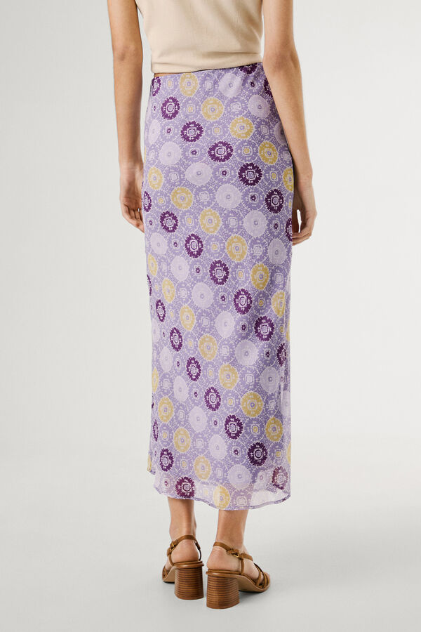 Pepe Jeans Falda midi fluida con estampado. morado/lila