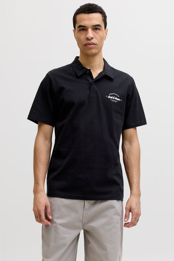 Jack & Jones Cotton regular fit polo shirt black