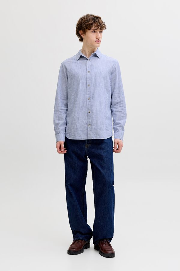 Jack & Jones Linen regular fit shirt blue