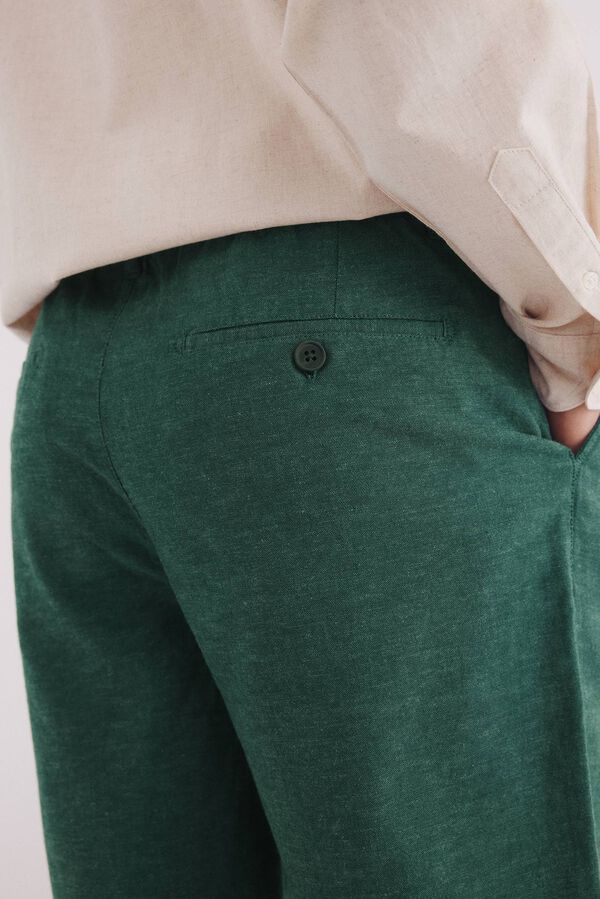 Springfield Bermudas de linho slim fit verde