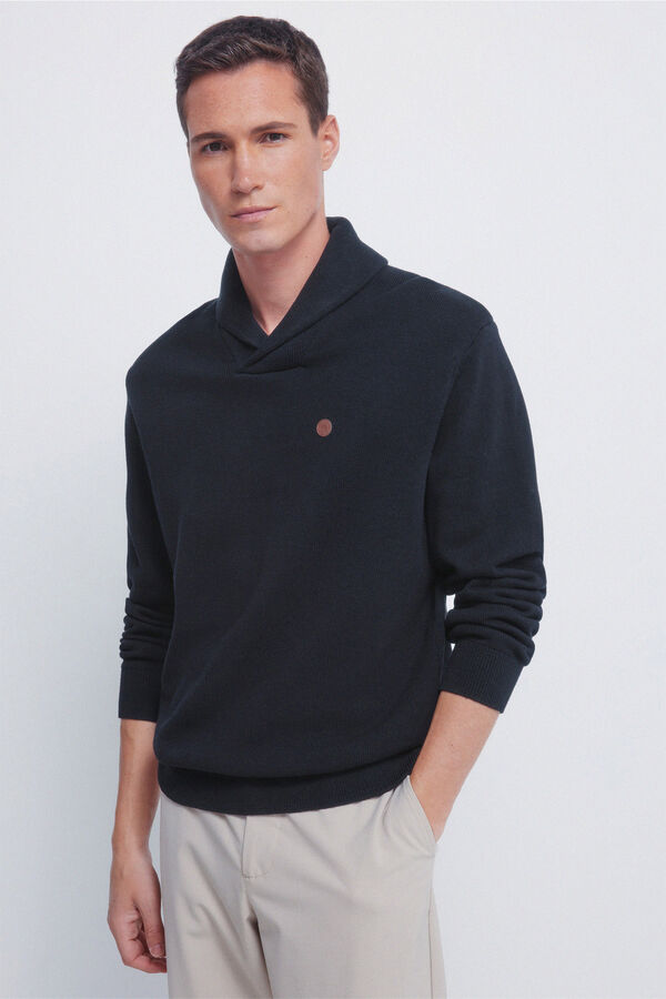 Springfield Tuxedo neck jumper blue