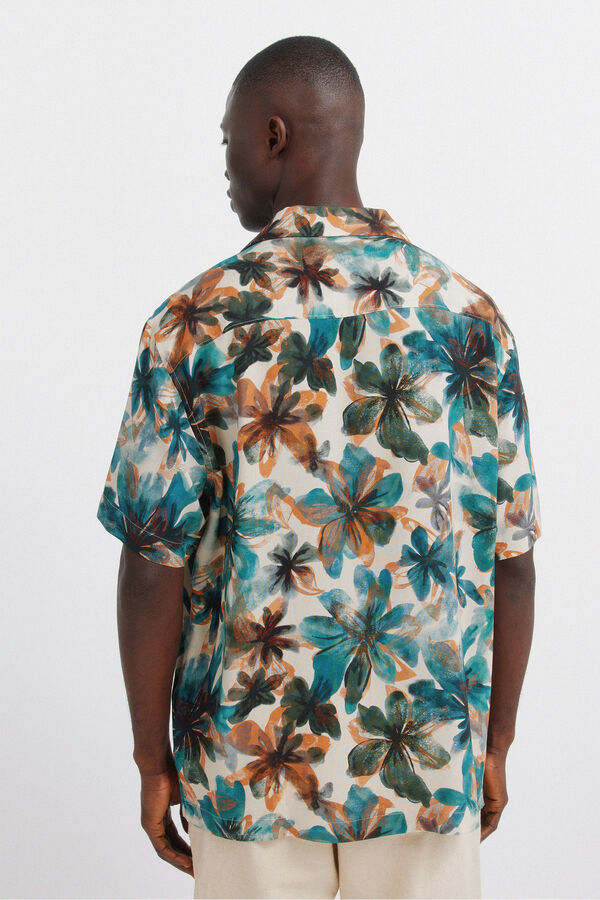 Springfield Camisa manga corta viscosa estampado floral beige