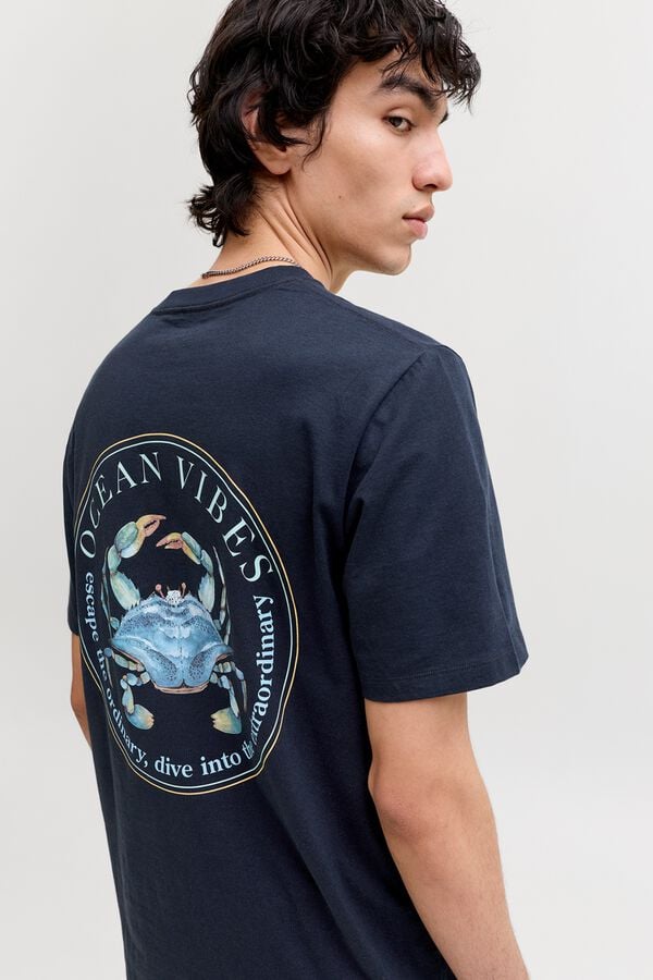 Jack & Jones Camiseta loose fit algod&oacute;n azul