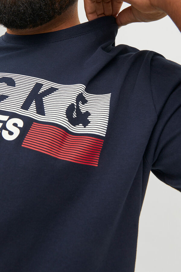 Jack & Jones PLUS T-shirt b&aacute;sica logo azul