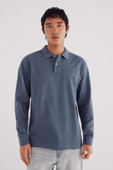 Springfield Polo piqué básica de manga comprida e manga regular azul