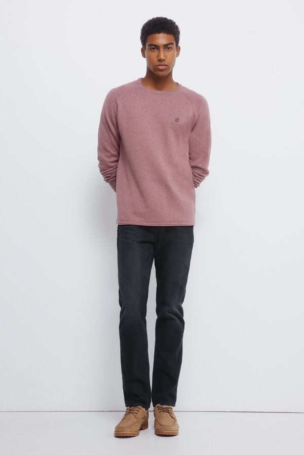 Springfield Camisola liso de gola alta rosa