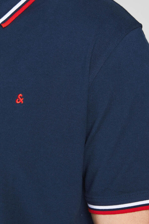 Springfield PLUS short-sleeved organic cotton polo shirt with an embroidered front navy